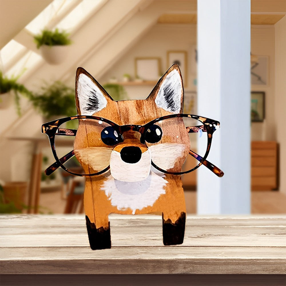 Holz Cartoon Schlauer Fuchs Brillenhalter