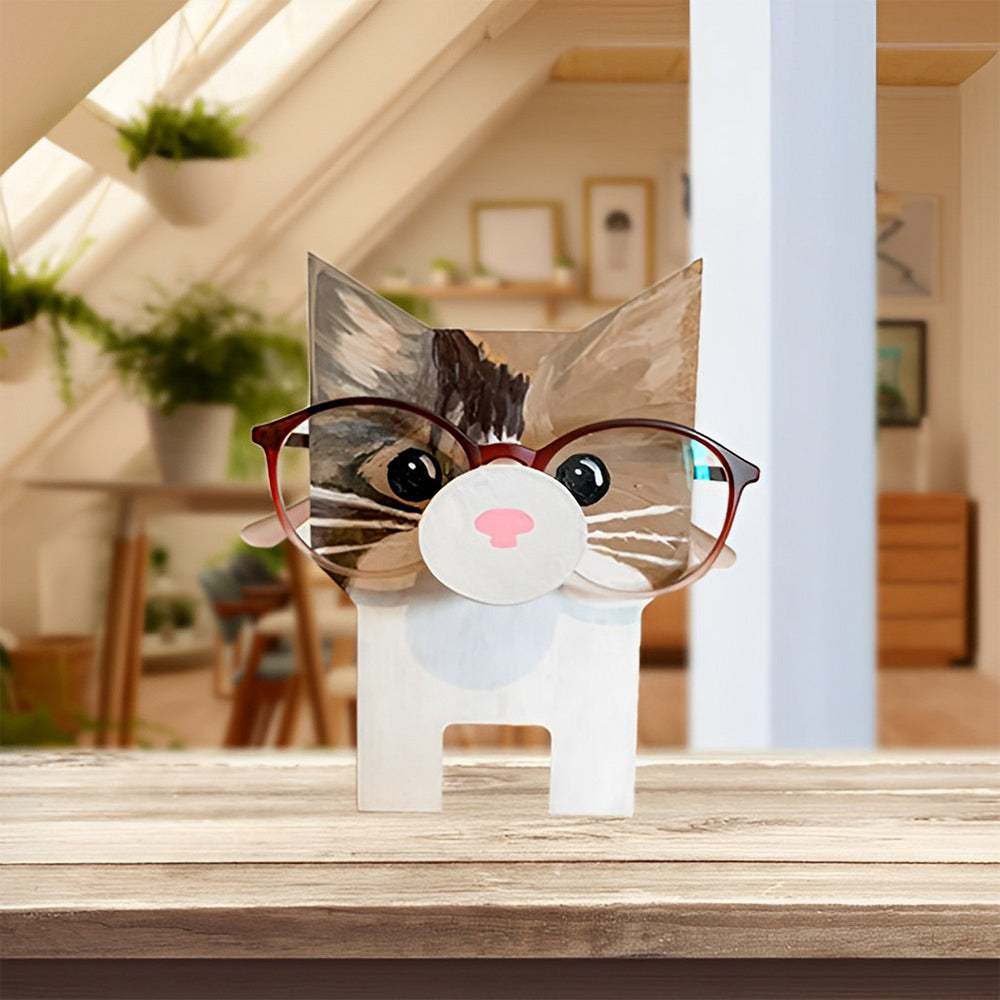 Holz Cartoon Katze Brillenhalter