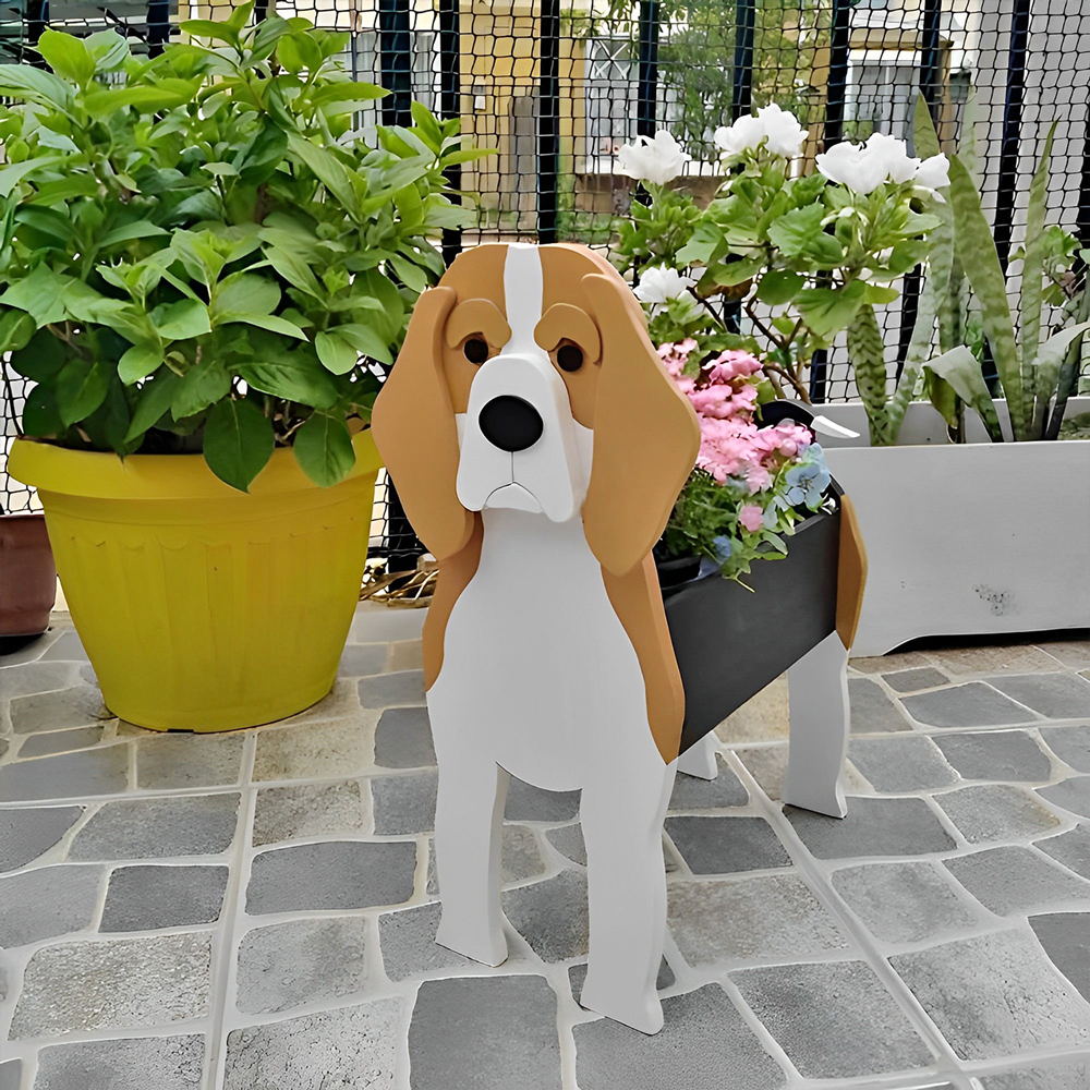 Beagle Blumentopf