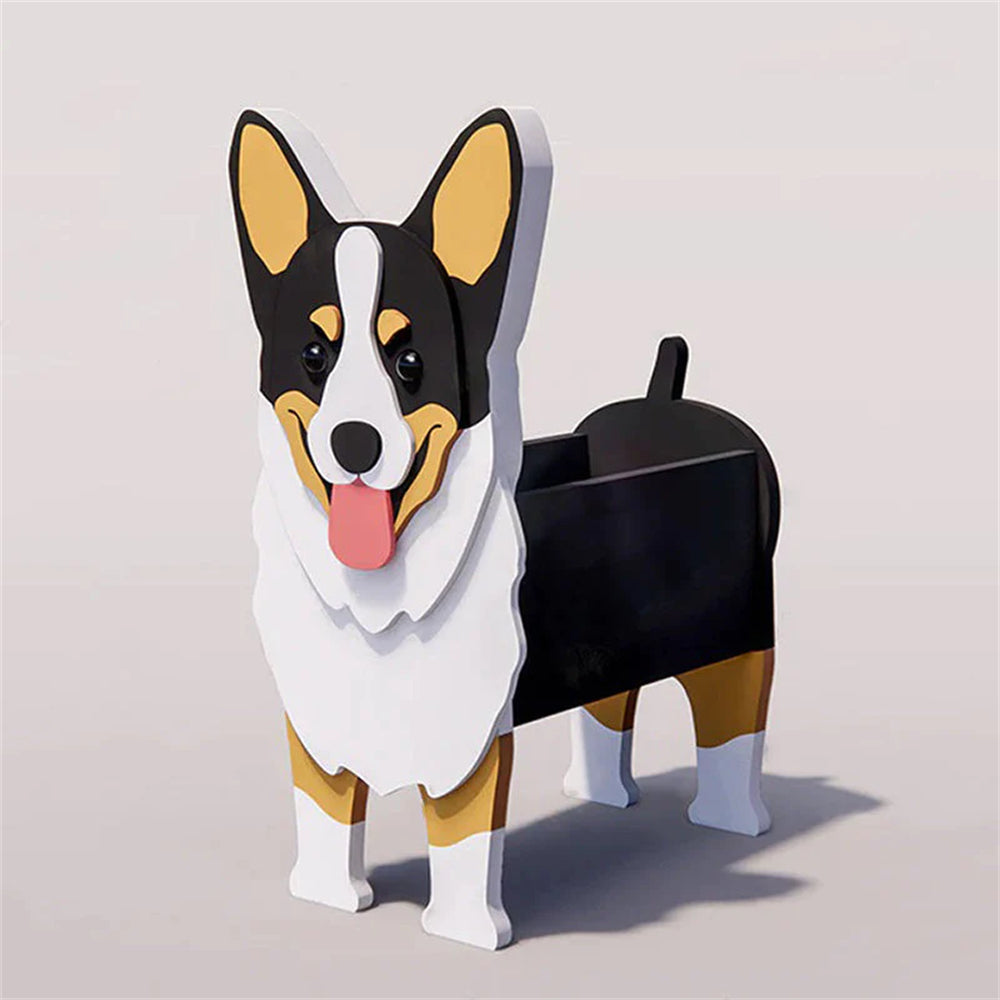 Tricolor Corgi Blumentopf