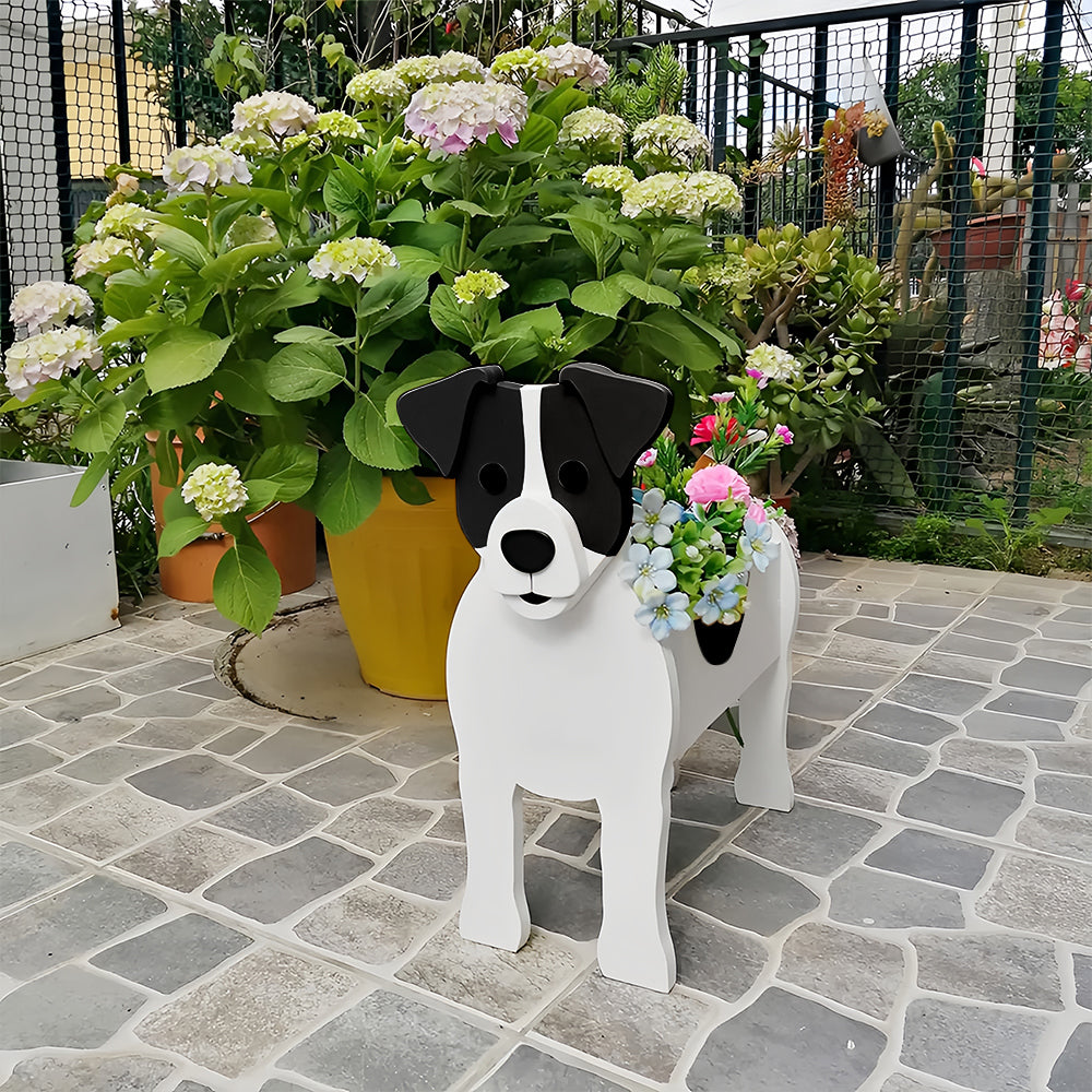 Schwarz-weiß Jack Russell Blumentopf