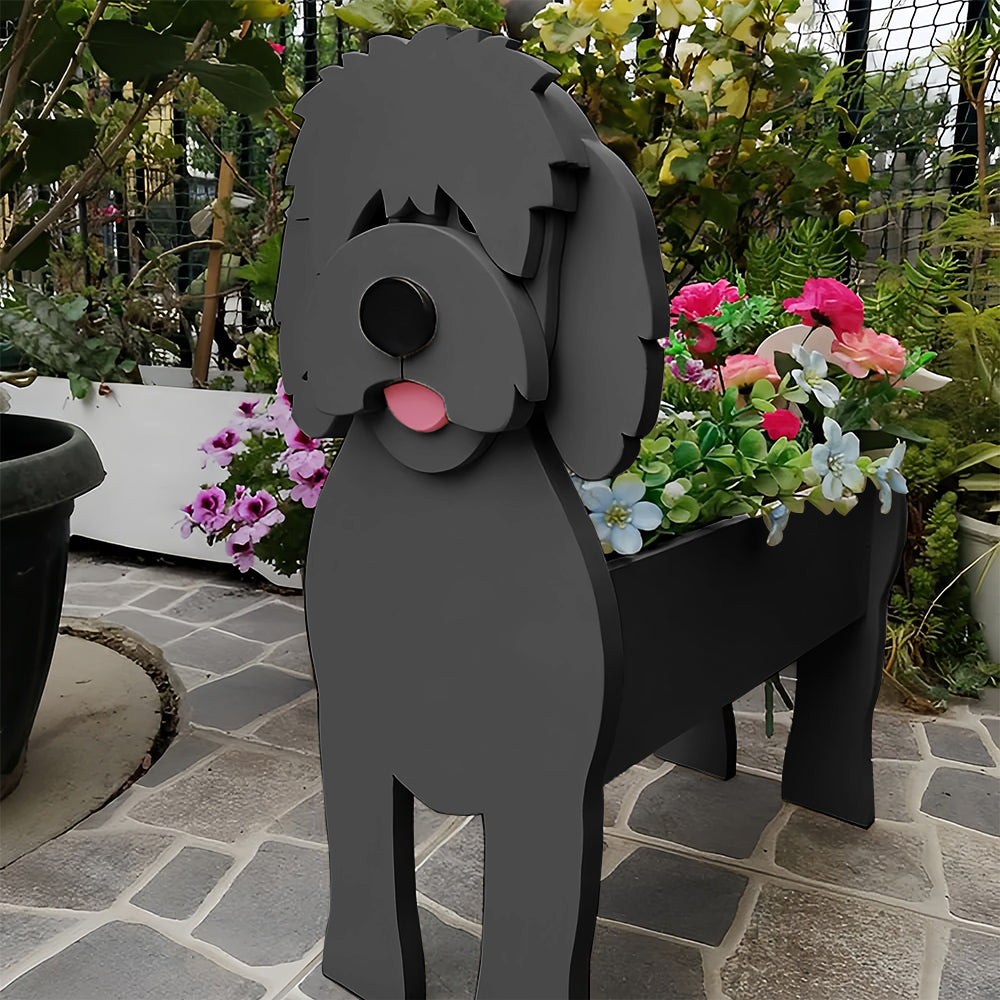 Schwarz Goldendoodle Blumentopf