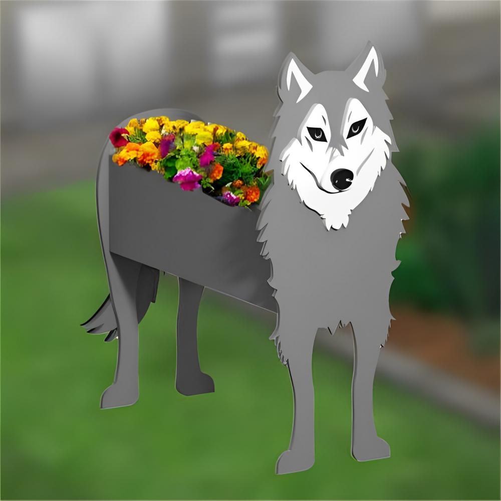 Grauer Wolf Blumentopf